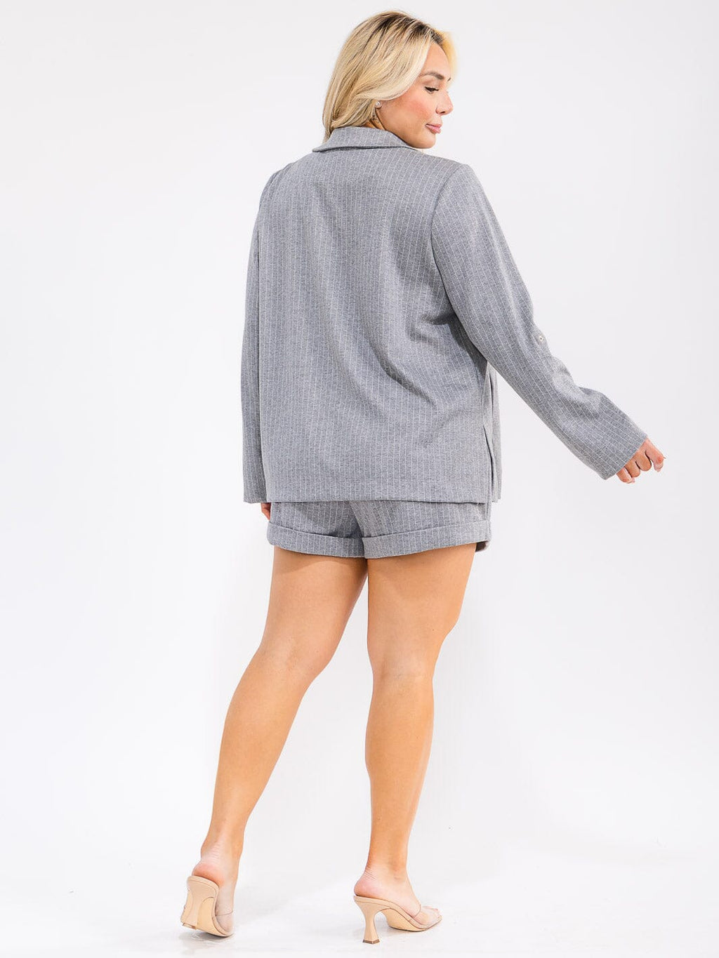 Striped Cardigan & Shorts 2-Piece Set