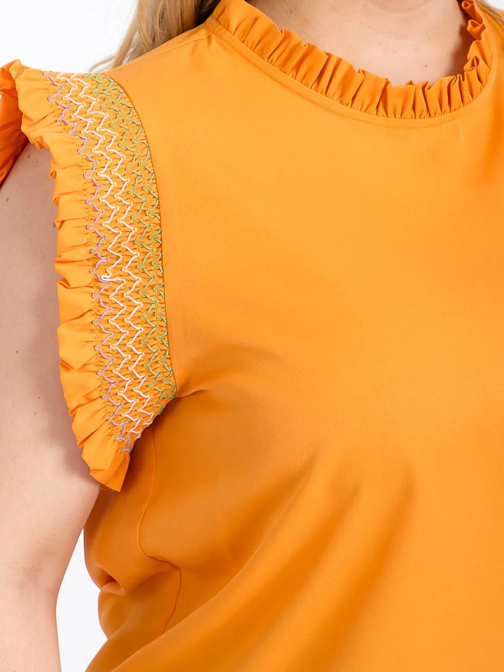 Ruffle Sleeve Mock Neck Blouse