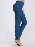 Denim Lace-Up Skinny Pants