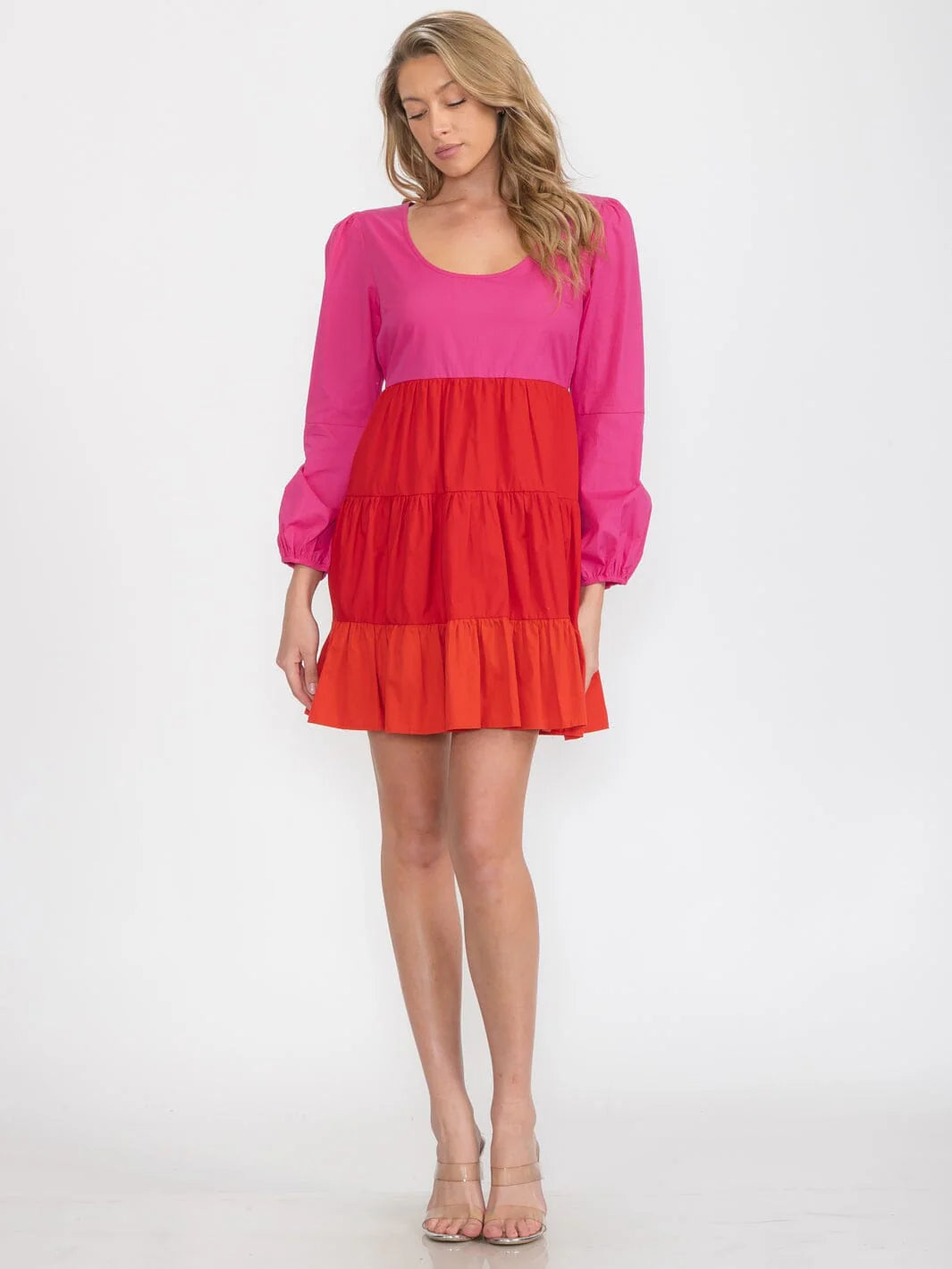 Colorblock Tiered Mini Dress